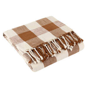 Yard Pecan Chesil Check Tasselled Throw